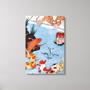 猫と金魚, 国芳 Cat and Goldfish, Kuniyoshi, Ukiyo-e Canvas Print