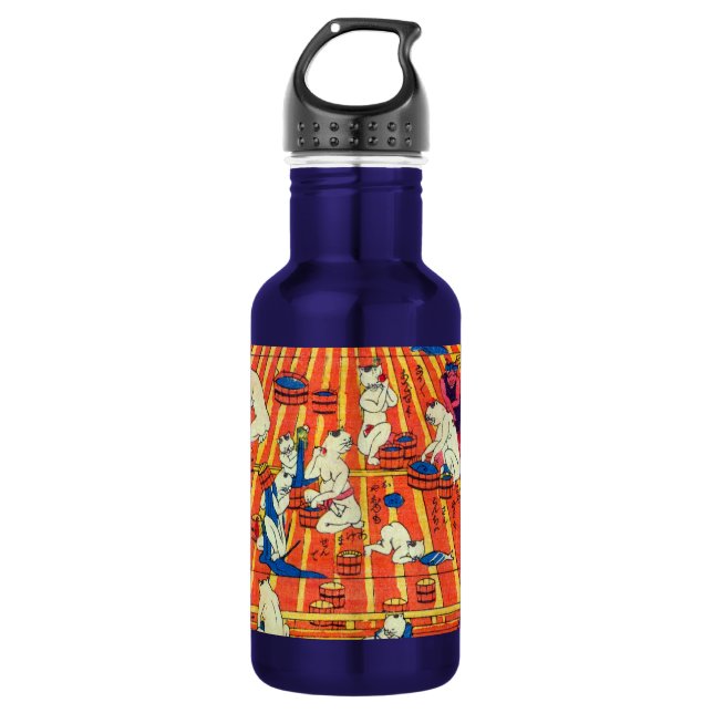 猫のおぶうや, 作者不詳 Hot spring of The Cat, Author unknown 532 Ml Water Bottle (Front)