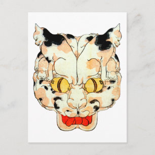 猫の顔, 芳藤 Face of The Cat, Yoshifuji, Ukiyoe Postcard