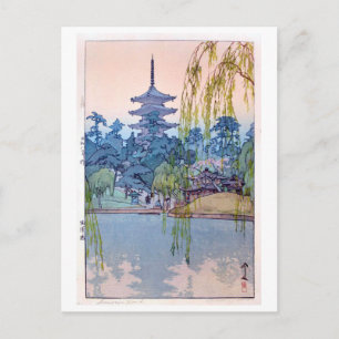 猿澤池, Sarusawa Pond, Hiroshi Yoshida, Woodcut Postcard