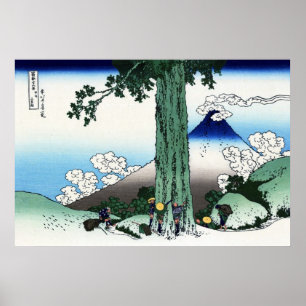 甲州三島越, 北斎 View Mt.Fuji from Mishima, Hokusai Poster