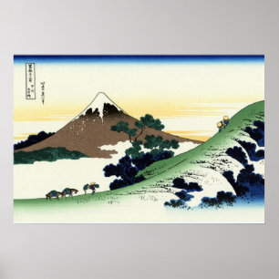 甲州犬目峠, 北斎 View Mt.Fuji from Inume, H Poster