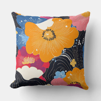 百花繚乱 Reimagined4 Throw Pillow
