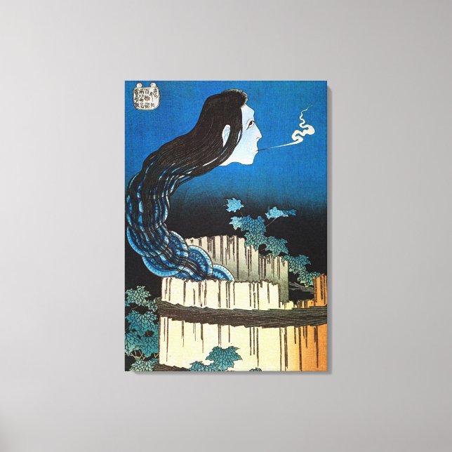 皿のお化け, 北斎 Ghosts of The Dish, Hokusai, Ukiyo-e Canvas Print (Front)