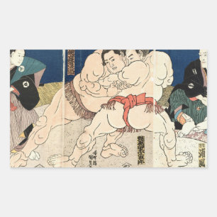 相撲, 国貞 Smou wrestling, Kunisada Sticker