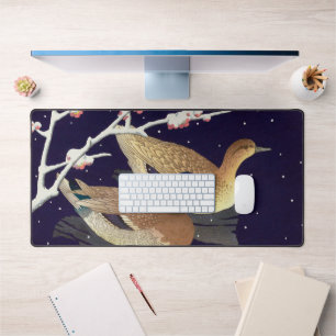 真鴨, Mallard Ducks, Hasui Kawase, Woodcut Desk Mat