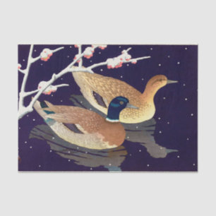 真鴨, Mallard Ducks, Hasui Kawase, Woodcut Tissue Paper