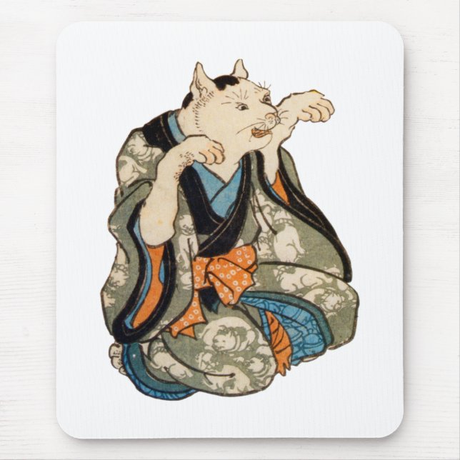 着物の猫, 芳藤 Kimono Cat, Yoshifuji, Ukiyoe Mouse Pad (Front)