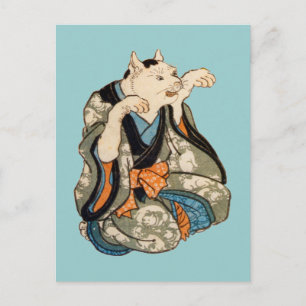 着物の猫, 芳藤 Kimono Cat, Yoshifuji, Ukiyoe Postcard