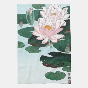 睡蓮, 古邨 Water Lily, Koson, Ukiyo-e Kitchen Towel
