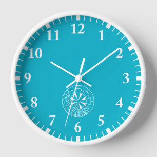 石持ち地抜き浪に源氏車 WALL CLOCK