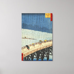 突然の雨, 広重 Sudden Rain, Hiroshige, Ukiyo-e Canvas Print
