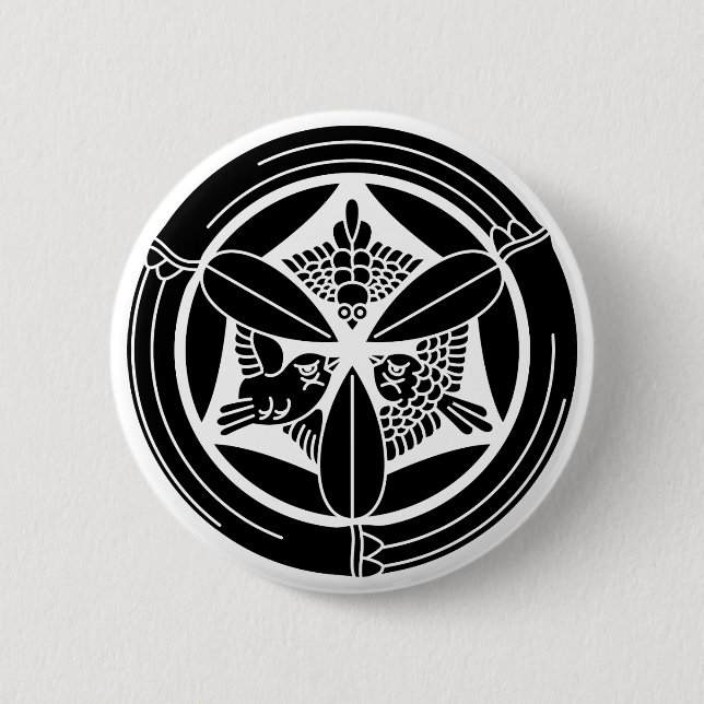竹の丸に三羽雀 2 INCH ROUND BUTTON (Front)