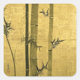 竹図, 光琳 Bamboo, Ogata Kōrin, Sumi-e Square Sticker
