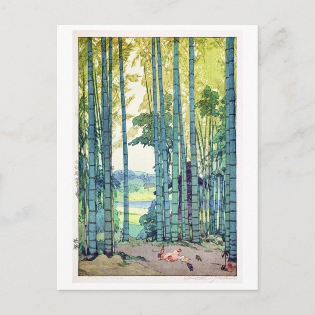 竹林, Bamboo grove, Hiroshi Yoshida, Woodcut Postcard (Front)