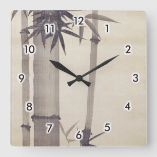 竹, 其一 Bamboo, Kiitsu, Japan Art Square Wall Clock