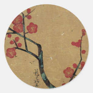 紅梅図, 光琳 Plum Blossoms, Kōrin Classic Round Sticker