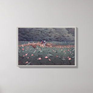 芝弁天池, 川瀬巴水, Benten Pond Lotus, Hasui Kawase Canvas Print