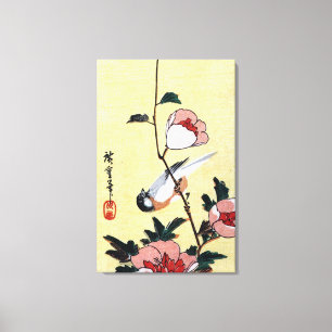 花に鳥, 広重 Bird and Flower, Hiroshige, Ukiyo-e Canvas Print
