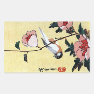 花に鳥, 広重 Bird and Flower, Hiroshige, Ukiyo-e Sticker