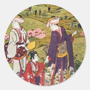 花見（三）, 清長  Flower Viewing(3), Kiyonaga, Ukiyo-e Classic Round Sticker