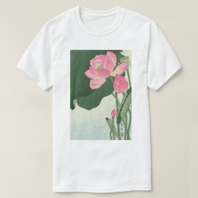 蓮の花, 小原古邨 Lotus flower, Ohara Koson, Ukiyo-e T-Shirt (Design Front)