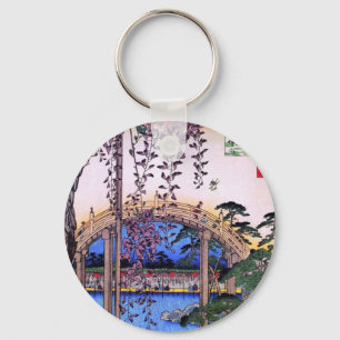 藤と太鼓橋, 広重 Wisteria and Arched Bridge, Hiroshige Keychain
