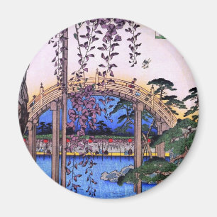 藤と太鼓橋, 広重 Wisteria and Arched Bridge, Hiroshige Magnet