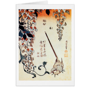 藤にセキレイ, 北斎 Wagtail and Wisteria, Hokusai, Ukiyo-e