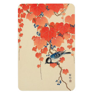 赤い蔦に鳥, 古邨 Bird on Red Ivy, Koson, Ukiyo-e Magnet