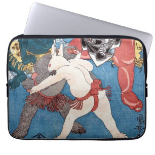 金太郎と動物,国芳 Kintaro & Animals, Kuniyoshi, Ukiyo-e Laptop Sleeve