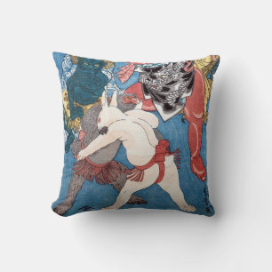 金太郎と動物,国芳 Kintaro & Animals, Kuniyoshi, Ukiyo-e Throw Pillow