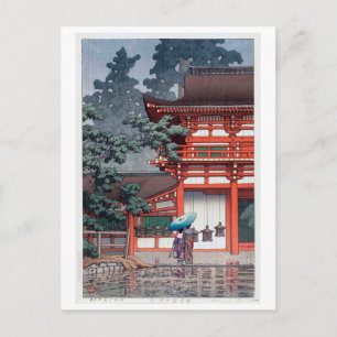 雨の春日大社, 川瀬巴水 Kasuga Shrine in Nara, Hasui Kawase Postcard