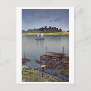 雨の荒川, 川瀬巴水 Summer Rain, Arakawa, H Postcard