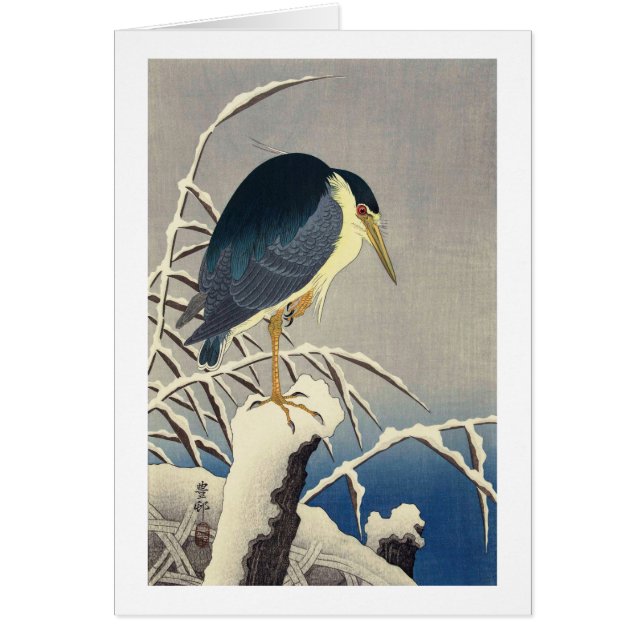 雪に青サギ, 小原古邨 Blue heron in the Snow, Ohara Koson (Front)