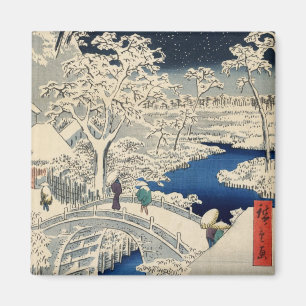雪の太鼓橋, 広重 Snowy Drum bridge, Hiroshige, Ukiyo-e Magnet