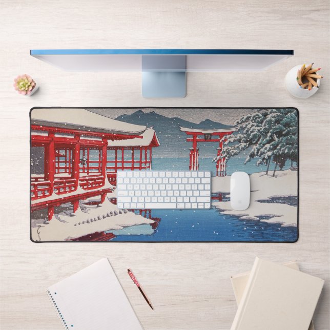雪の宮島, Miyajima Shrine in Snow, Hasui Kawase Desk Mat (Office 1)