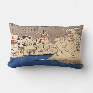 雪の浅草,国芳 Snowy Asakusa, Kuniyoshi, Ukiyo-e Lumbar Pillow