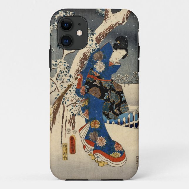 雪の芸者, 豊国 Geisya in Snow, Toyokuni, Ukiyo-e Case-Mate iPhone Case (Back)