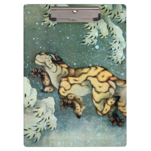 雪中虎図, 北斎 Tiger in the Snow, Hokusai, Art Clipboard