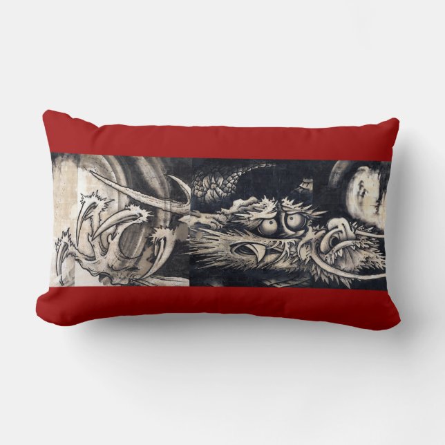 雲龍図, 曾我蕭白 Dragon with Cloud, Sumi-e Lumbar Pillow (Front)