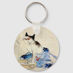 顔を洗う猫, 広重 Cat Face Wash, Hiroshige Keychain