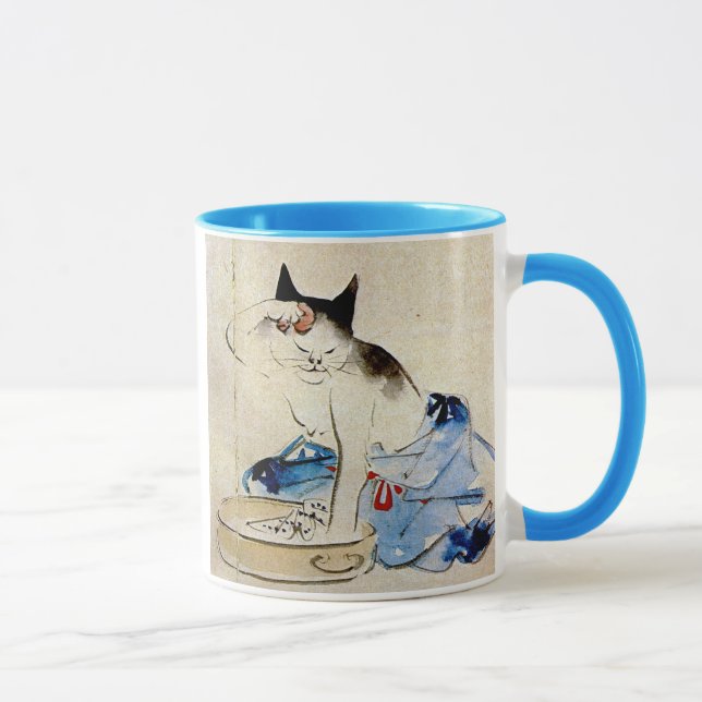 顔を洗う猫, 広重 Cat Face Wash, Hiroshige Mug (Right)