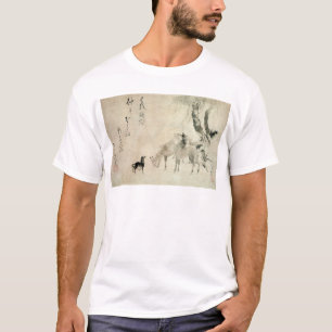 馬の家族, 北斎 Family of The Horse, Hokusai, Sumi-e T-Shirt