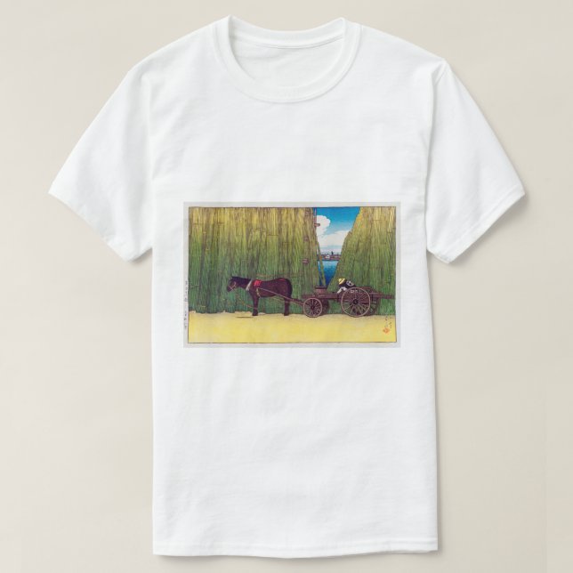 駒形河岸, Komagata Embankment, Hasui Kawase, Woodcut T-Shirt (Design Front)