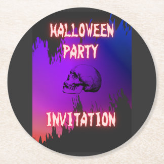 骸骨イラストのハロウィンパーティー用 ROUND PAPER COASTER