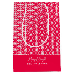 麻の葉   ASANOHA Japanese Kimono pattern Xmas gift Medium Gift Bag