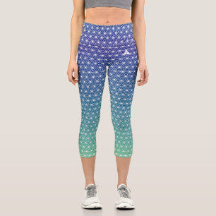 麻の葉 ASANOHA Japanese traditional KIMONO pattern Capri Leggings