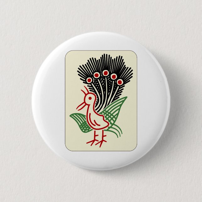 麻雀牌 一索 / ONE OF BAMBOOS -MAHJONG TILE- 2 INCH ROUND BUTTON (Front)
