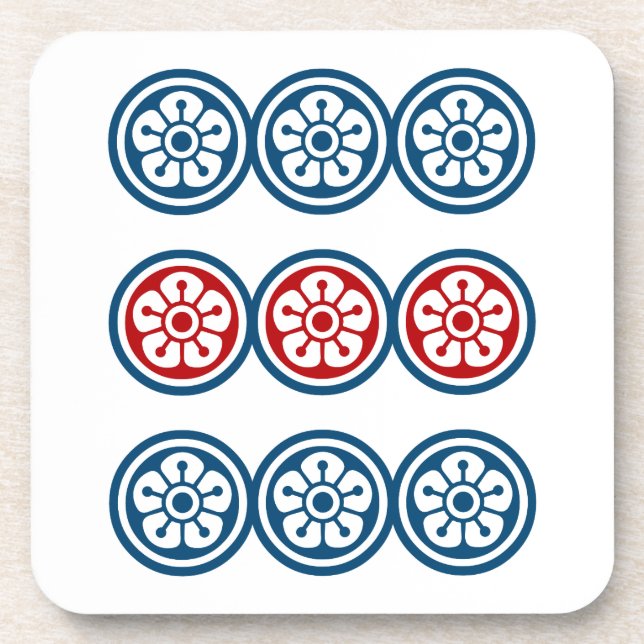 麻雀牌 9筒 / NINE OF CIRCLES -MAHJONG TILE- COASTER (Front)